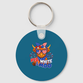 Chaveiro Vermelho branco e moo engraçado patriótico vaca hi