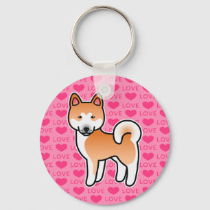 Chaveiro Vermelho Com Cartoon De Máscara Branco Akita Love
