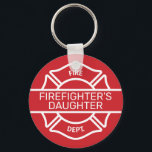 Chaveiro Vermelho da Filha do Bombeiro<br><div class="desc">Escolha sua cor preferida,  altere o texto conforme necessário</div>