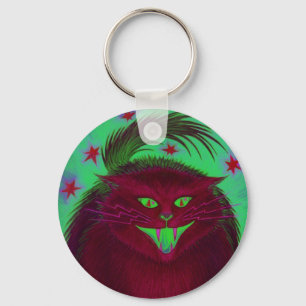 chaveiro Vermelho de Gato Assustador