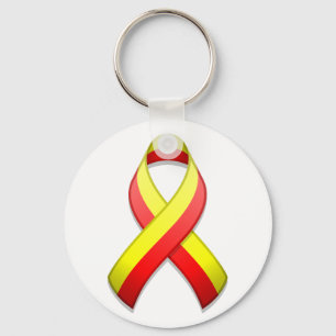 Chaveiro vermelho e amarelo da fita da consciênci