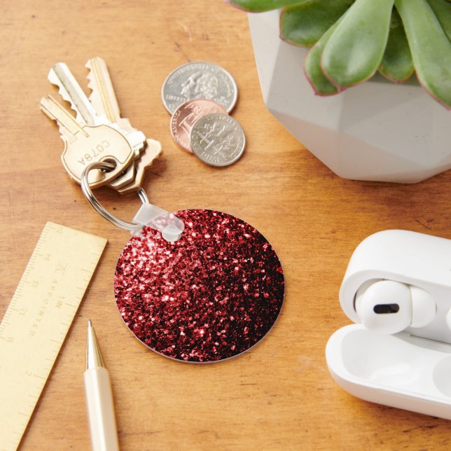 Chaveiro Vermelho Escuro brilho Glitter glamour (Mesa)
