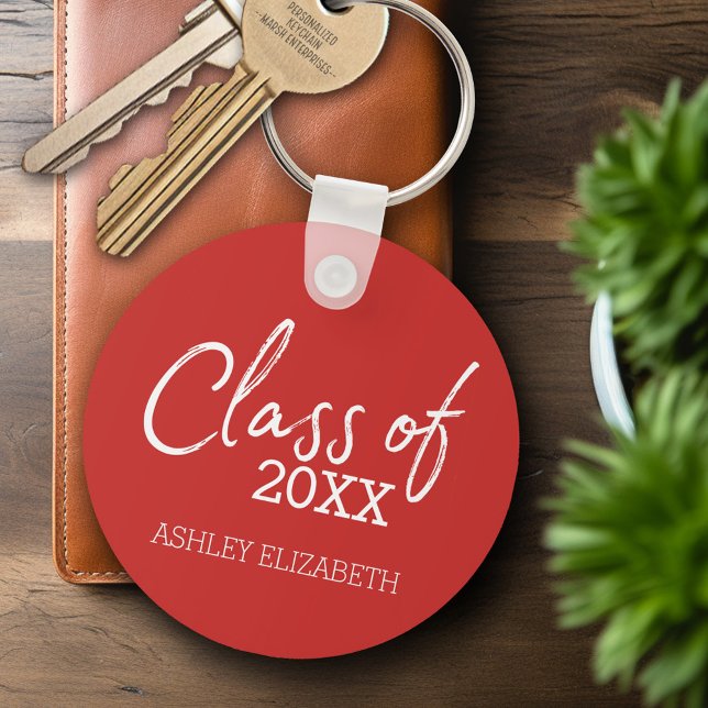 Chaveiro Vermelho - Festa de Formatura da Turma de ADICIONE (Personalized Keychain - Graduation Party Favor)