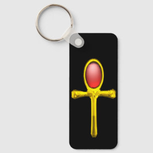 Chaveiro VERMELHO TALISMAN,DOURADO ANKH Eternal Life Symbol