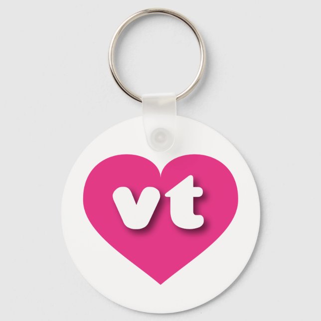 Chaveiro Vermont, coração rosa quente - Eu amo vt (Frente)