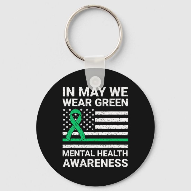 Chaveiro Veste Verde Conscientização da Saúde Mental  (Frente)