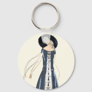 Chaveiro vestido e chapéu da forma das mulheres do 1920