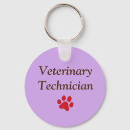 Chaveiro Veterinário Técnico/Red Paw Print/Purple