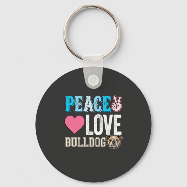 Chaveiro Vetor de Bulldog de Paz e Amor (Frente)