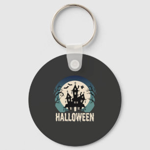Chaveiro Vetor de Casa Assombrada de Halloween ao Luar
