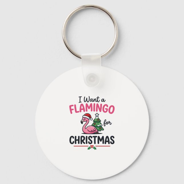 Chaveiro Vetor de Citação de Natal de Flamingo (Frente)