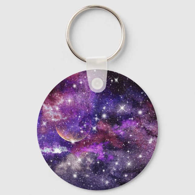 Chaveiro Via Látea Violeta Com Planeta (Frente)