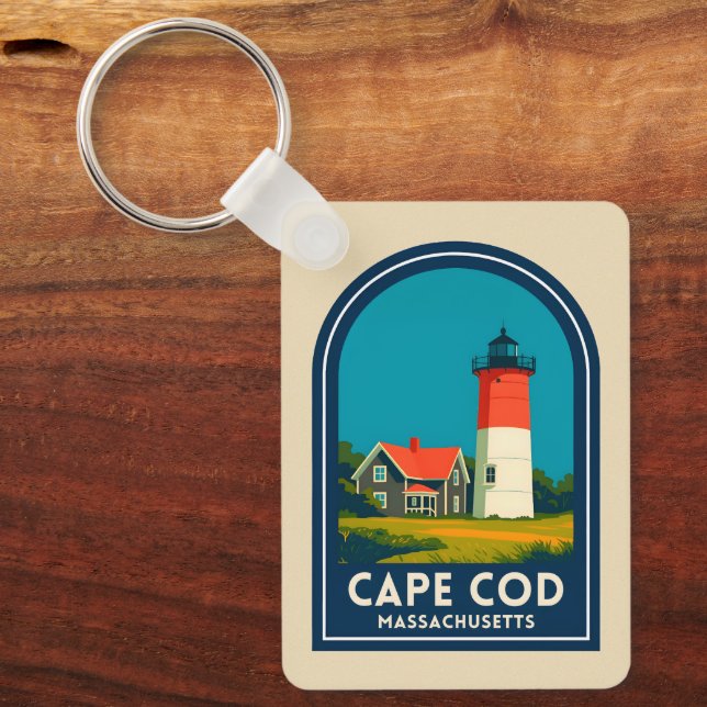 Chaveiro Viagem Antiga Cabo Cod Farol Nauset Retro (Frente)