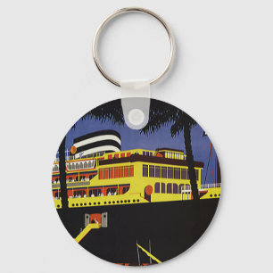 Chaveiro Viagem Antiga, Navio de Cruzeiro Art Déco no Porto