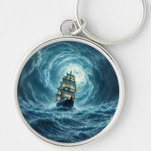 Chaveiro Viagem de navio galeão de tempestade oceânica