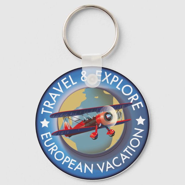 Chaveiro Viagem e Explore as férias europeias (Frente)