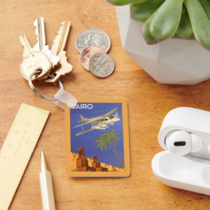 Chaveiro Viagens vintage ao Cairo, Eygpt, Avião de Biplane