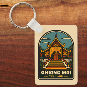 Chaveiro Viagens vintage Chiang Mai Tailândia Retro