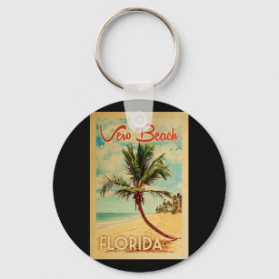 Chaveiro Viagens vintage de Palm Tree Beach de Vero Beach