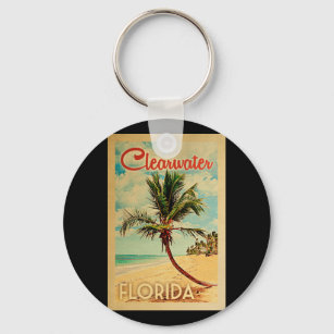Chaveiro Viagens vintage de Praia de Palm Tree da Flórida C