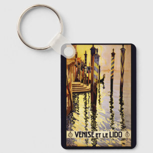 Chaveiro Viagens vintage de Veneza do Nome Personalizado (V