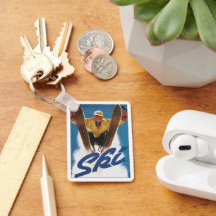 Chaveiro Viagens vintage, Esportes esquiando na neve