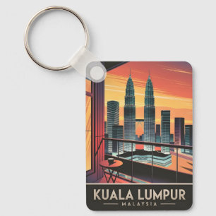 Chaveiro Viagens vintage Kuala Lumpur Malásia Sunset Retro
