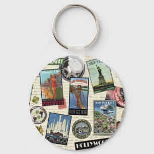 Chaveiro viagens vintage moderna dos EUA