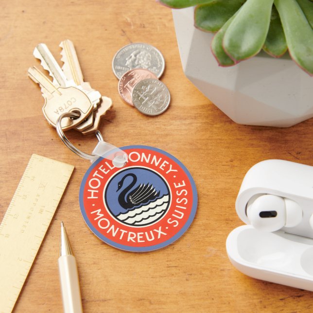 Chaveiro Viagens vintage, Swan Bird Hotel Monney Suiça (Mesa)