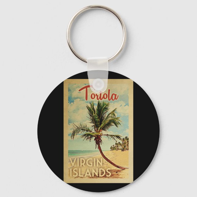 Chaveiro Viagens vintage Tortola Palm Tree (Frente)