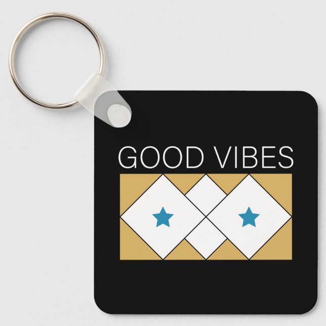 Chaveiro Vibes Positivos Atualizando design-Preto (Frente)