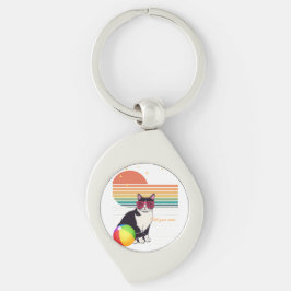 Chaveiro Vibrações de Gato Legal ao Pôr do Sol