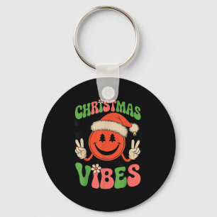 Chaveiro Vibrações de Natal Groovy Rosto Sorridente Chapéu
