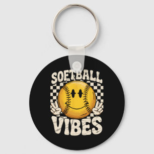 Chaveiro Vibrações de Softbol Softbol Retro Groovy Dia de J