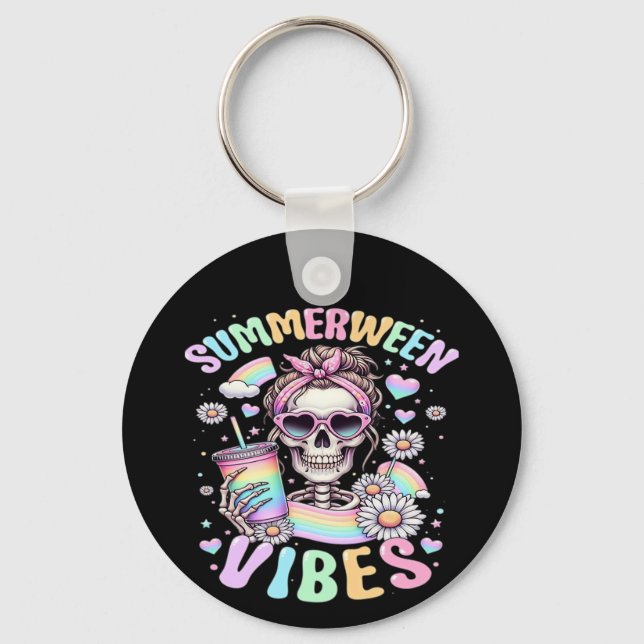 Chaveiro Vibrações de Summerween Doce Garota Esqueleto Verã (Frente)