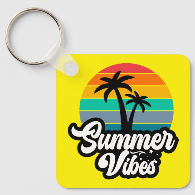 Chaveiro Vibrações de Verão com Design de Palmeiras (Frente)