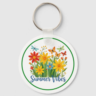 Chaveiro Vibrações de Verão Floral com Borboletas