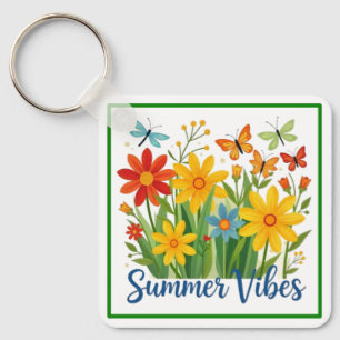 Chaveiro Vibrações de Verão Floral com Borboletas