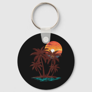 Chaveiro Vibrações de Verão Retro Anos 70 80 Praia Pôr do S