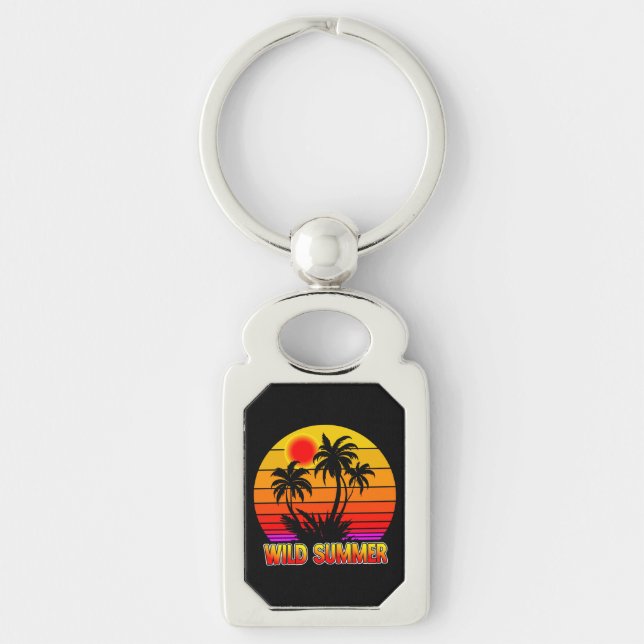 Chaveiro Vibrações Selvagens de Verão Retro com Design de P (Frente)