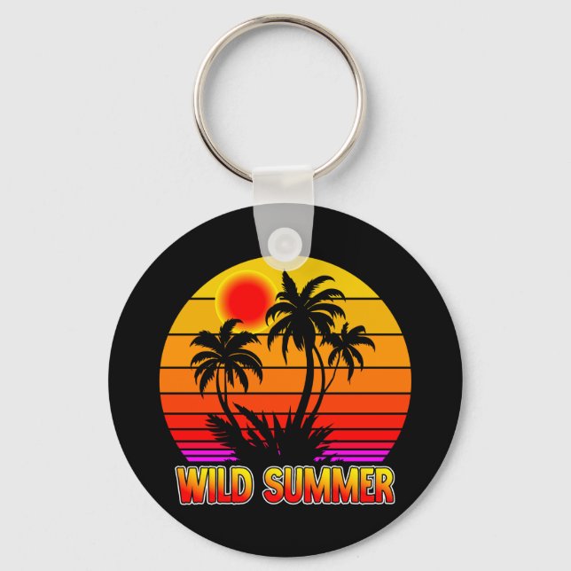 Chaveiro Vibrações Selvagens de Verão Retro com Design de P (Frente)