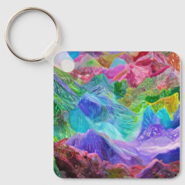 Chaveiro Vibrant Crystal Mountain Abstrato