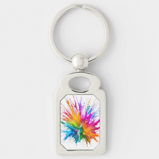 Chaveiro Vibrant Rainbow Paint Splatter Explosion (Frente)