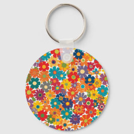Chaveiro Vibrant Retro 60s Daisy Flower Power Pattern