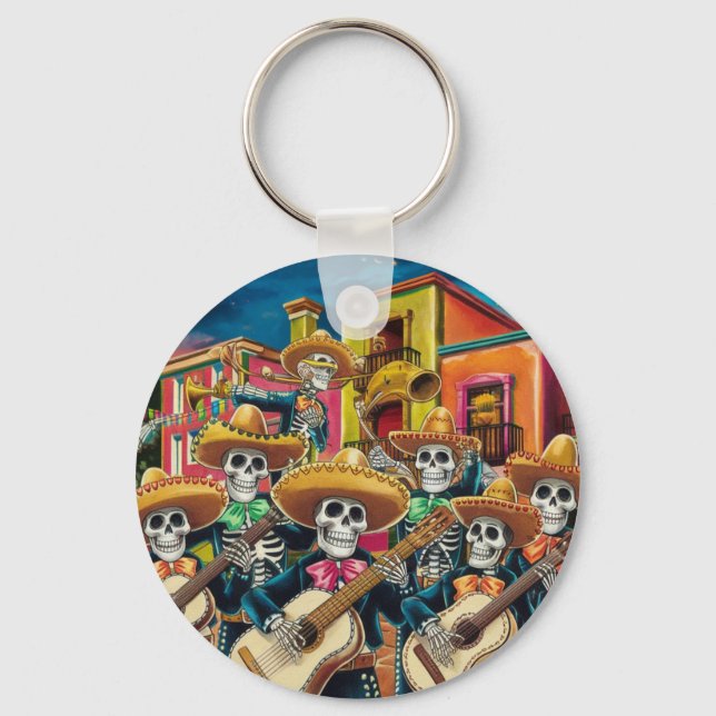 Chaveiro Vibrant Skeleton Mariachi Banda Día de Los Muertos (Frente)