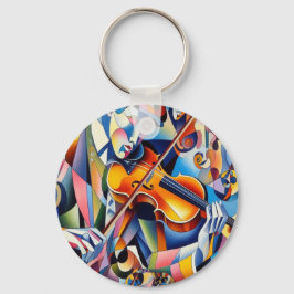 Chaveiro Vibrant Symphony: Abstract Violinist Art