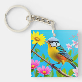 Chaveiro Vibrante Songbird Emitido numa Ramificação de Flor