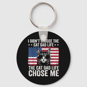 Chaveiro Vida de Pai de Gato Me Escolheu Bandeira Americana