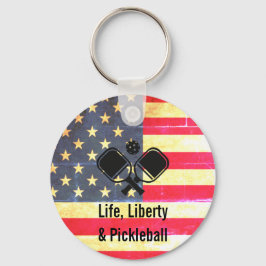 Chaveiro Vida Liberdade e Pickleball Pulseira Patriótica