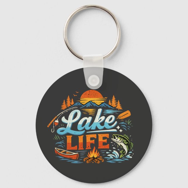 Chaveiro Vida no Lago Pesca e Acampamento Vintage (Frente)